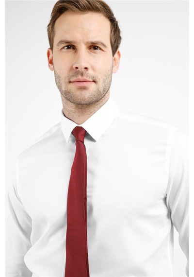 İmza Beyaz Uzun Kol Sert Yaka Kendinden Desenli Pamuk Slim Fit Gömlek 1004255201 M