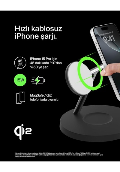 Belkin Boostcharge 3'ü 1 Arada Qi2 Şarj Cihazı, Magsafe Uyumlu Ka