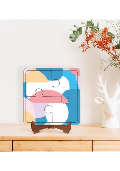Bk Gift Modern Art Tasarımlı Ahşap Standlı Puzzle Çerçeve-9