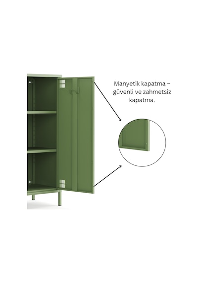Pera Metal Dolap 2 Kapılı 80,50 X 40 X 109,50 Cm - 9 Renk Seçeneği Bulunmaktadır Yeşil