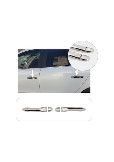 Renault Megane 3 Uyumlu 2010-2016 Krom Kapı Kolu 2 Kapı Sensörlü Tek Anahtar Paslanmaz Çelik