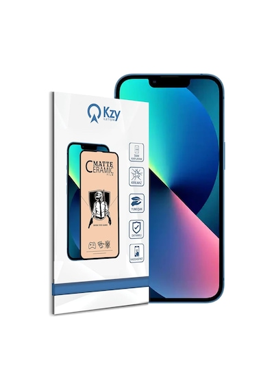 Kzy İletişim İphone 13 İle Uyumlu Tam Kaplayan Mat Seramik Nano Esnek Ekran Koruyucu Cam Sku: Mır8690010087089