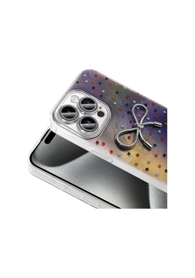 Apple Uyumlu iPhone 15 Pro Kılıf Kamera Korumalı Figürlü Zore Ponti Silikon Kapak Açık Pembe
