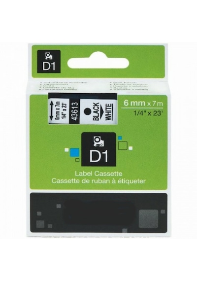 Puun Dymo D1 43613 720780 6 Mm X 7 Mt . Muadil Beyaz Etikete Siya