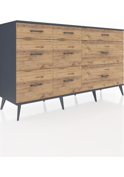 Kronos Konsol 9 Çekmeceli 176x59x99 Antrasit-antrasit/çam Antrasıt/atlas Çam - Antrasıt