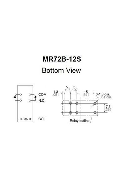 Mr72B-12S 6Pin'Li Röle Çift Kontak Normalde Kapaldır 12Vdc 5A