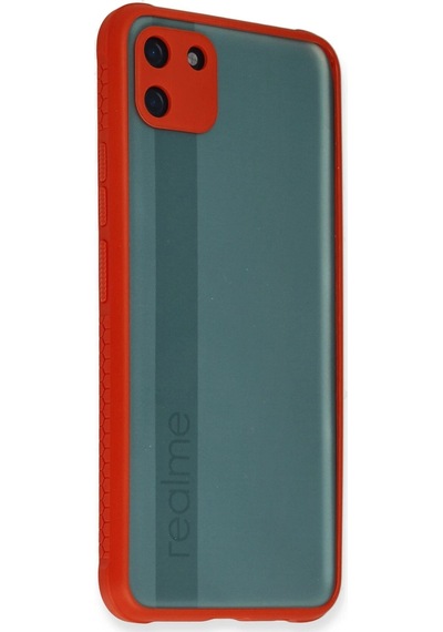 Newface - 399 - Realme C11 Kılıf Miami Şeffaf Silikon - Novapazr - - Kırmızı