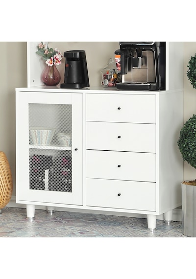 Pasific Home Grano Kahve Köşesi Çok Amaçlı Kiler Dolabı, 96 cm, Parlak Beyaz