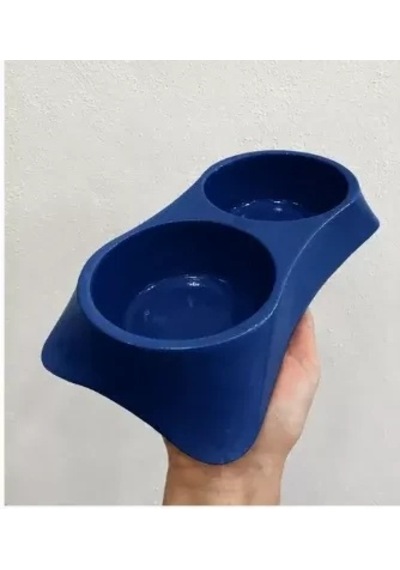 Hubrendy Sh İkili Model Beton Kedi Köpek Mama Ve Su Kabı 24cm 12cm 5cm - Lacivert