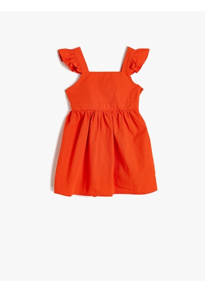 Koton Elbise Kelebek Kollu Beli Bağcıklı Kırmızı 4smg80118aw Kırmızı