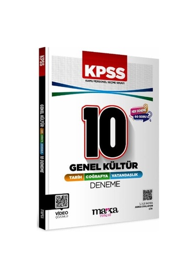 Kpss Genel Kültür Tarih Coğrafya Vatandaşlık 10 Deneme Sınavı Marka Yayınları