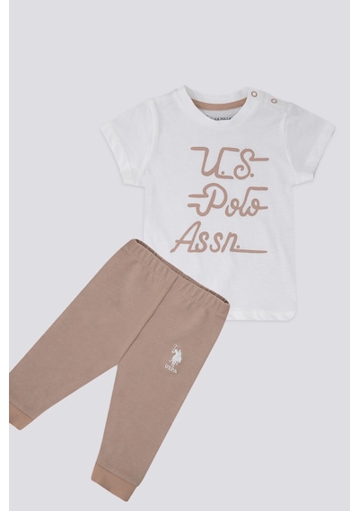 U.S. Polo Assn. Kız Bebek Krem 2'li Takım Krem