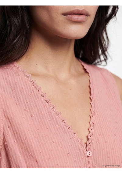 Lcw Vision Pembe V Yaka Dantel Detaylı Peplum Bluz