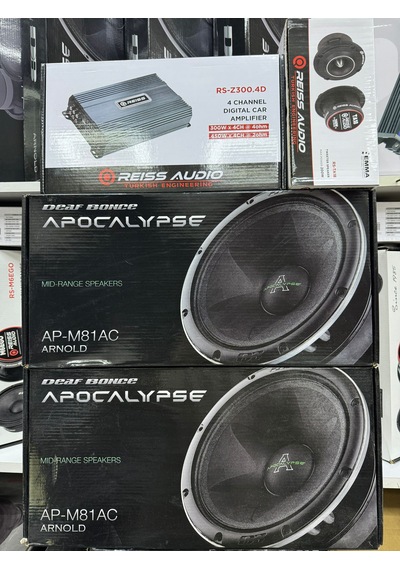Apocalypse Ap-m81ac 20cm İki Takım Midrange 600wat 300rms Z-300.4 4 Kanallı Anfi Rs-ta18 Tweeter