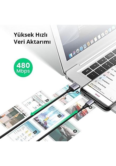 Örgülü Micro-usb & Usb-a Data Ve Şarj Kablosu, 1 Metre, Beyaz