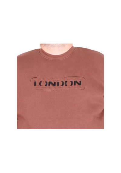 Starbattal Erkek Büyük Beden Sıfır Yaka 3ip Sweat London 24208 Taba Taba