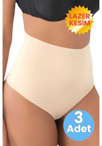 Uniquetrenders Kadın Lazer Kesim Ve Toparlayıcı String Korse 3'lü Set Ten Rengi