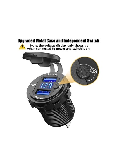 Mellifera İki Usb Type-a Şarj Cihazı Voltmetreli - On-off Anahtarlı - Mavi Işıklı Mlfr-yj-ds7070