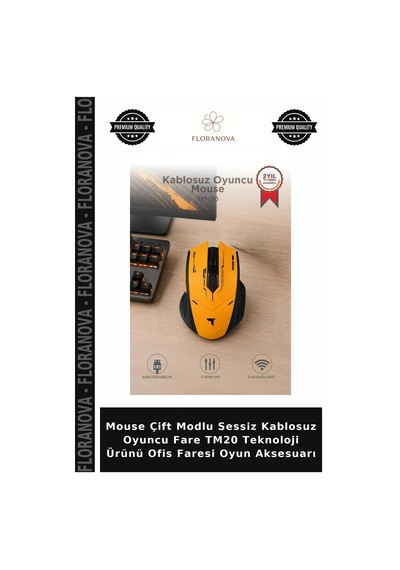 Mouse Çift Modlu Sessiz Kablosuz Oyuncu Fare Tm20 Teknoloji Ürünü Ofis Faresi Oyun Aksesuarı