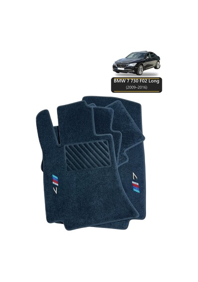 Oto Halı Paspas Seti Bmw 7 730 F02 Long 2009 2016 Uyumlu Sport Kaymaz & Şık Tasarım - Siyah Harfli
