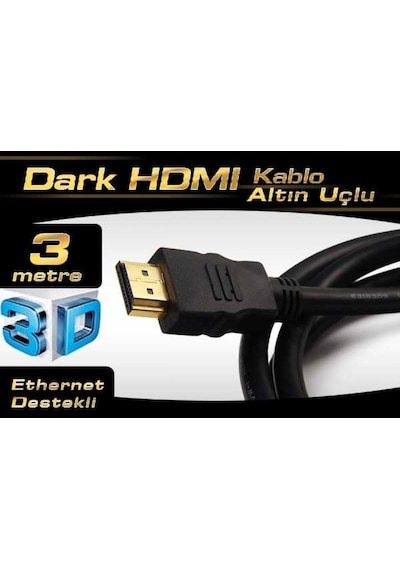 DARK DK-HD-CV14L300A90 HDMI KABLO AĞ DESTEKLİ 3MT Ver1.4 ALTIN UÇ