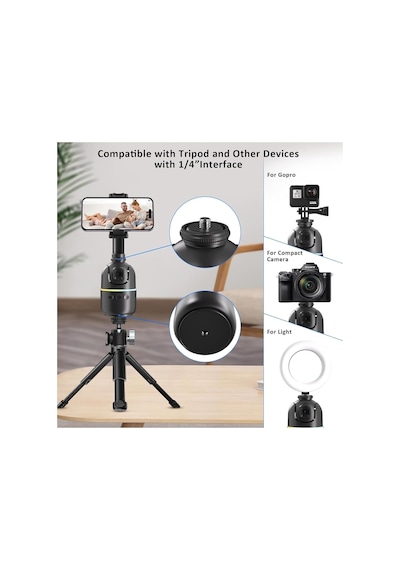 Tr Gimbal Otomatik İzleme Cihazı, 360 Derece Manevralı Otomatik Yüz Takipli, Rgb Işıklı Tasarım, Uzun Şarj Ömr Diğer