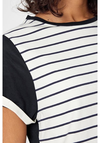 Alexandergardı Çizgili Lacivert Crop T-shirt B21-326 00 001