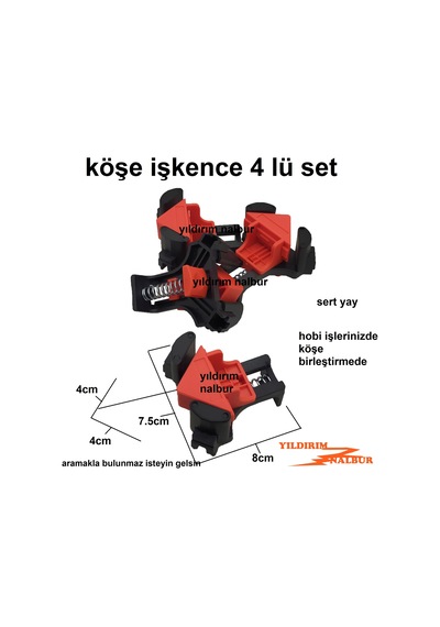 4 Adet Köşe İşkence Set Plastik Mengene Seti Kuvetli