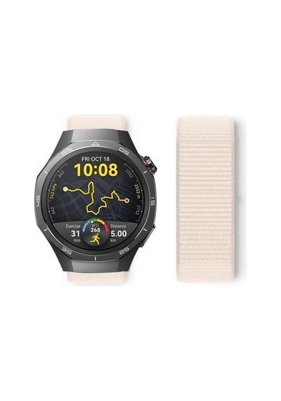 Huawei Watch Gt5 Pro 46mm İle Uyumlu Ayarlanabilir Cırt Cırtlı Yumuşak Spor Kumaş Örgü Kordon