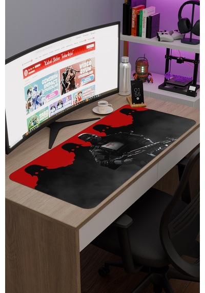 Wolfenstein Kaymaz Dikişli Kauçuk Oyuncu Mousepad V1 - 90x40 Xxl Gaming Mouse Pad Fare Altlığı