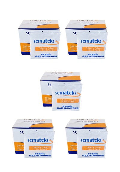 Semateks Steril Kompres Spanç 7,5cm X7,5cm 100 Adet 5 Kutu