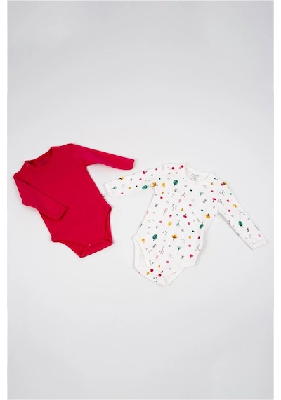 Simala Unisex Bebek Pembe Beyaz Ağaç Desenli İkili Çıtçıtlı Zıbın Takım Pembe