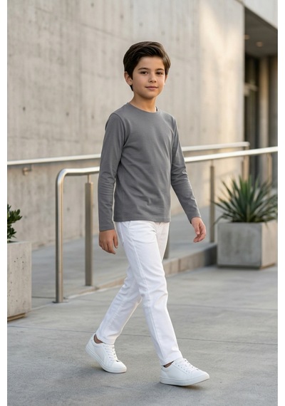 Kiagu Erkek Çocuk Uzun Kollu Basic Düz Tişört %100 Pamuk Bisiklet Yaka T-shirt 2-13 Yaş Antrasit Kiagu Erkek Çocuk Uzun Kollu Basic Düz Tişört %100 Pamuk Bisiklet Yaka T-shirt 2-13 Yaş Antrasit