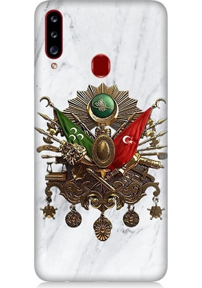 Samsung Galaxy A20s Uyumlu Mermer Fonda Osmanlı Nişanı Desenli Silikon Kılıf