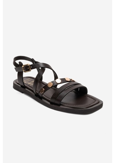 Luvishoes Poole Kahverengi Hakiki Deri Çok Bantlı Kadın Sandalet