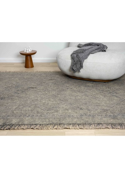 Carpetrium Antique Spt Stone - Dört Tarafı Saçaklı Pamuklu Yıkanabilir Kilim