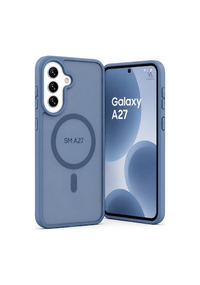 Samsung Galaxy A27 Ile Uyumlu Kılıf Magsafe Şarj Özellikli Mat Arka Yüzeyli Kapak Açık Mavi