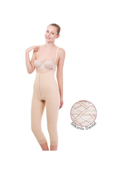 Variteks 121 Agraflı Göğüs Altı ve Diz Altı Liposuction Jinekomasti Korse Ten Rengi 2XL