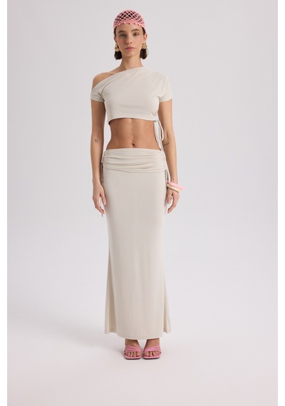 Mai Collection Mai Studios Co. Ivan Büzgülü Bej Crop Etek Takım Bej
