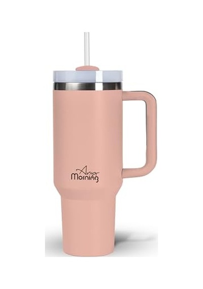Any Morning Vaha 1200 Ml Termos Mug, 3 Kademeli Çevirmeli Kapak, Açık Somon Sı2440217 Açık Beyaz