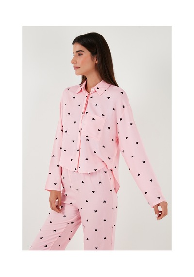 Lela Desenli Rahat Kesim Bol Paça Yazlık Bayan Pijama Takımı 6110014 Toz Pembe