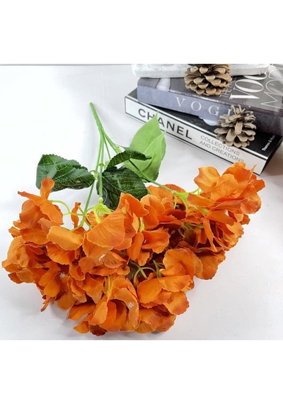 Yapay Çiçek Ortanca Çiçeği Demeti 43 Cm Turuncu Standart