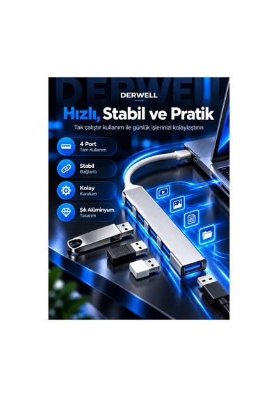 4 Port Type-c Usb Hub Alüminyum Gövde Çoklayıcı Dönüştürücü Macbook Laptop Bilgisayar Uyumlu Çoklu Giriş Çoklayıcı Tak Çalıştır Taşınabilir Hızlı Pratik Çoklu Bağlantı Çoğaltıcı Dağıtıcı