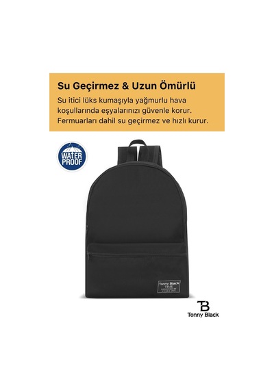 Unisex Konfor Modeli Su Geçirmez Spor Kurs Seyahat Ve Günlük Kullanım İçin Sırt Çantası Siyah
