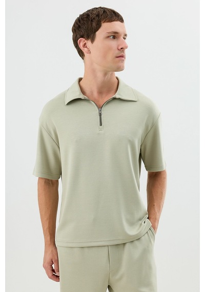 Antioch Polo Yaka Basic T-shirt Haki