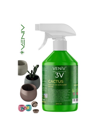 3v Cactus Kaktüs & Sukulent Besini 500 Ml + 3 Adet 0.13l Delikli Saksı Seti 4