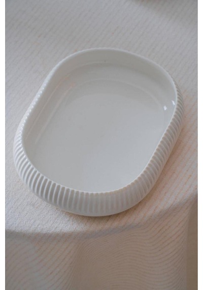 Acar Bianco Perla Porselen Oval Tabak - 17 Cm Beyaz