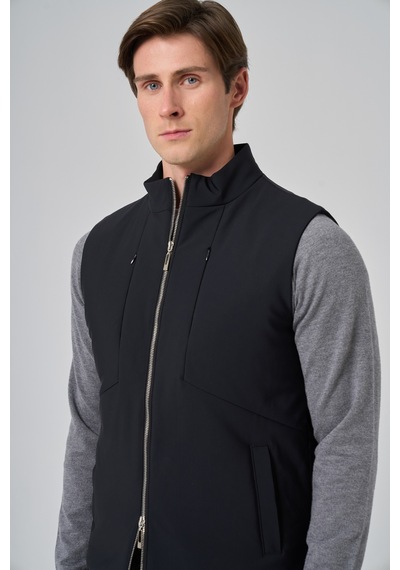 Morven Erkek Siyah Polyamide Spor Gizli Cep Fermuarlı Yelek 26ks049001001 Siyah