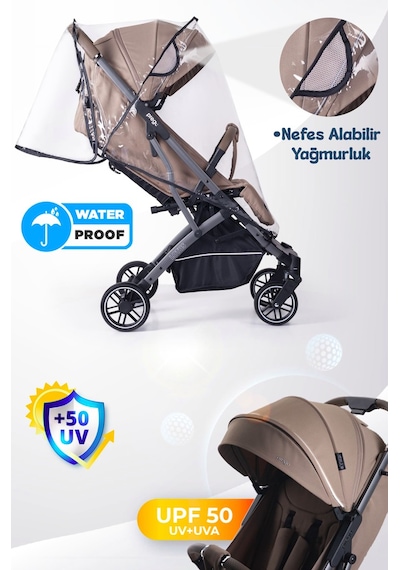 Prego Lotus Pro Kabin Boy Travel Bebek Arabası -tek Elle Katlanır-hafif -uv Tenteli -yağmurluk-örtü-kılıf
