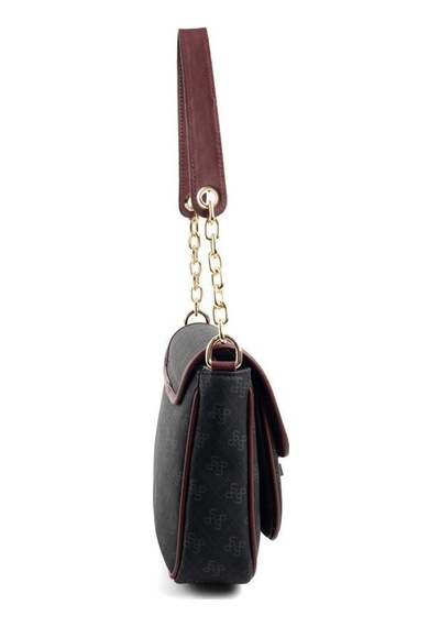 Silver Polo Sp1147 Kadın Omuz Çantası Monogram Siyah-bordo